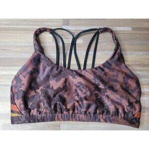 Maaji Strappy Sports Bra Orange Multi Colored‎ Women's Size Medium - READ